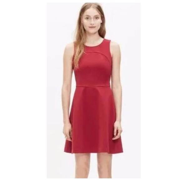 Madewell Adore Sleeveless Fit and Flare Dress Brick Burgundy Dark Red sz 0 - Picture 4 of 16